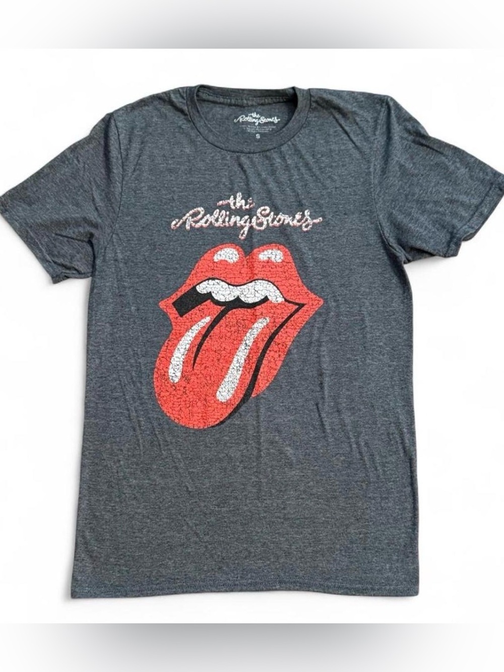 the Rolling Stones Charcoal Tee with Red Tongue Graphic Small